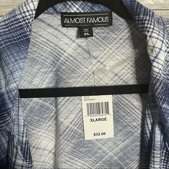 🐝 NWT Blue Plaid Waterfall Open Cardigan - Picture 3 of 5